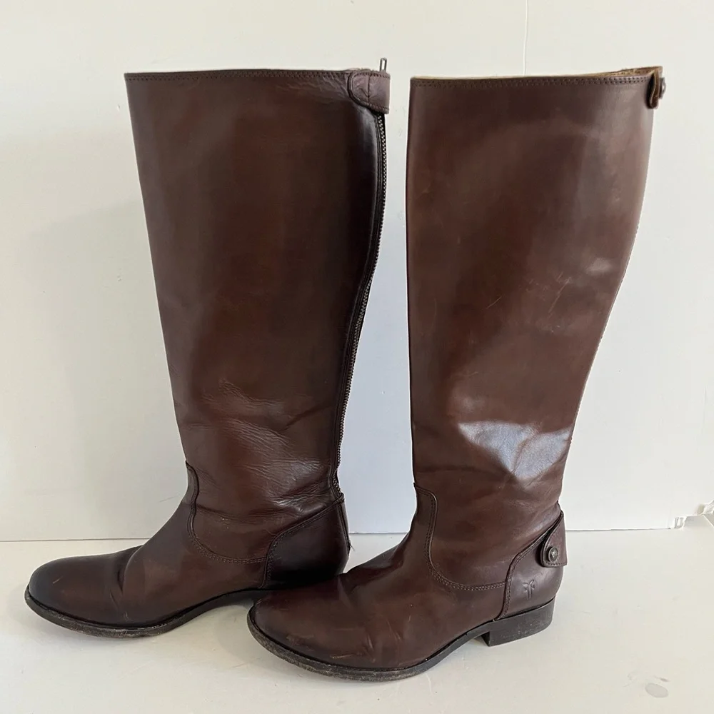 Frye Melissa Brown Leather Tall Riding Boots Size 7B